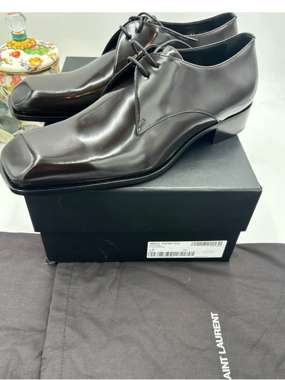 Saint Laurent JEAN Leather, Derby shoes size 43.5/10.5 US made in Italy